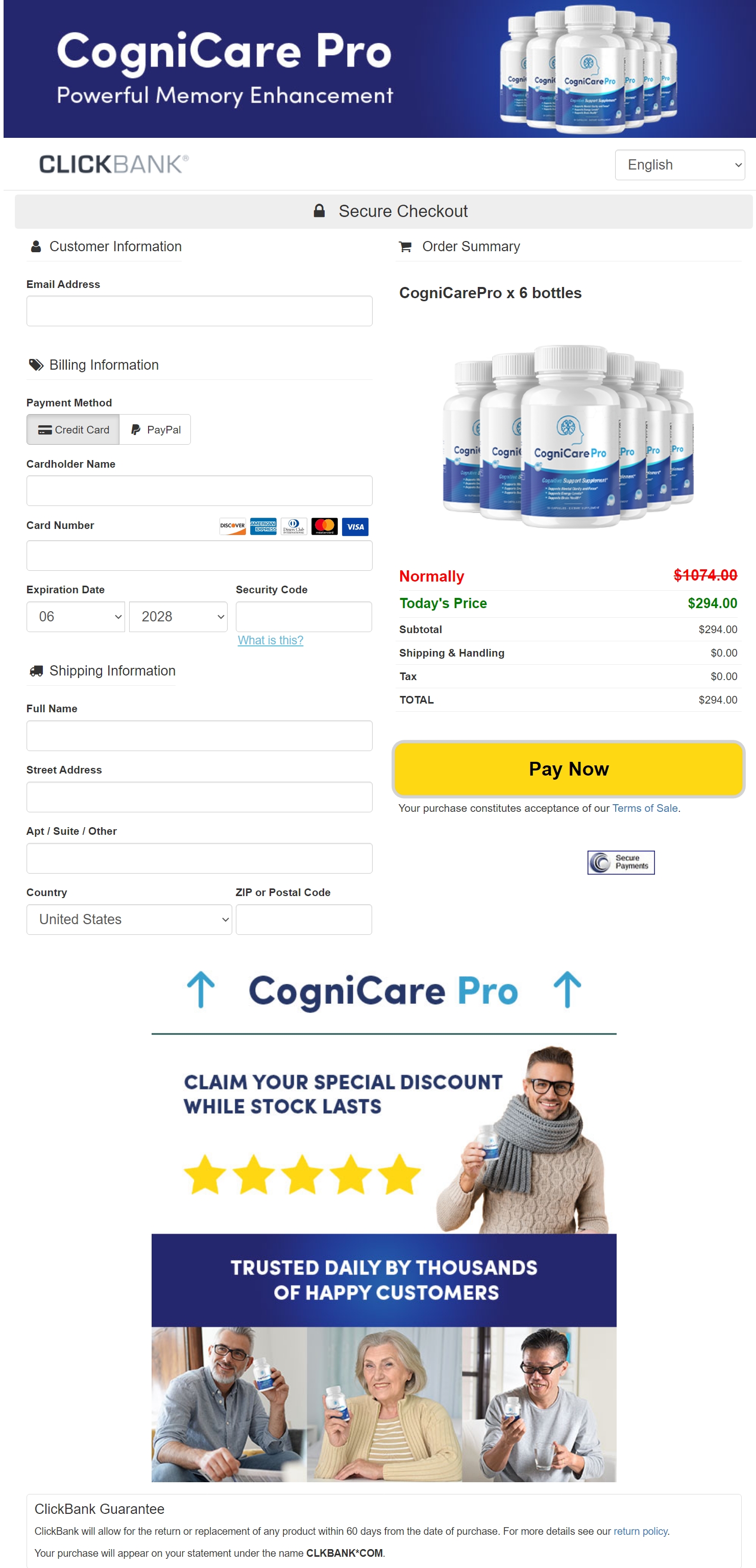 Cognicare Pro-order-page